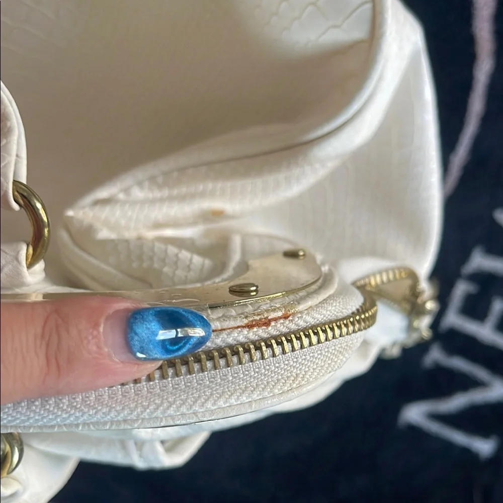 IMAN Elegant Cream Satchel with Gold Accents